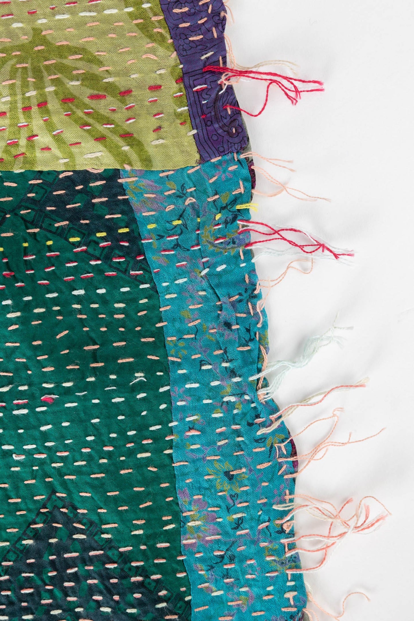 Shawl kantha patchwork upcycled sari 85x35 asst