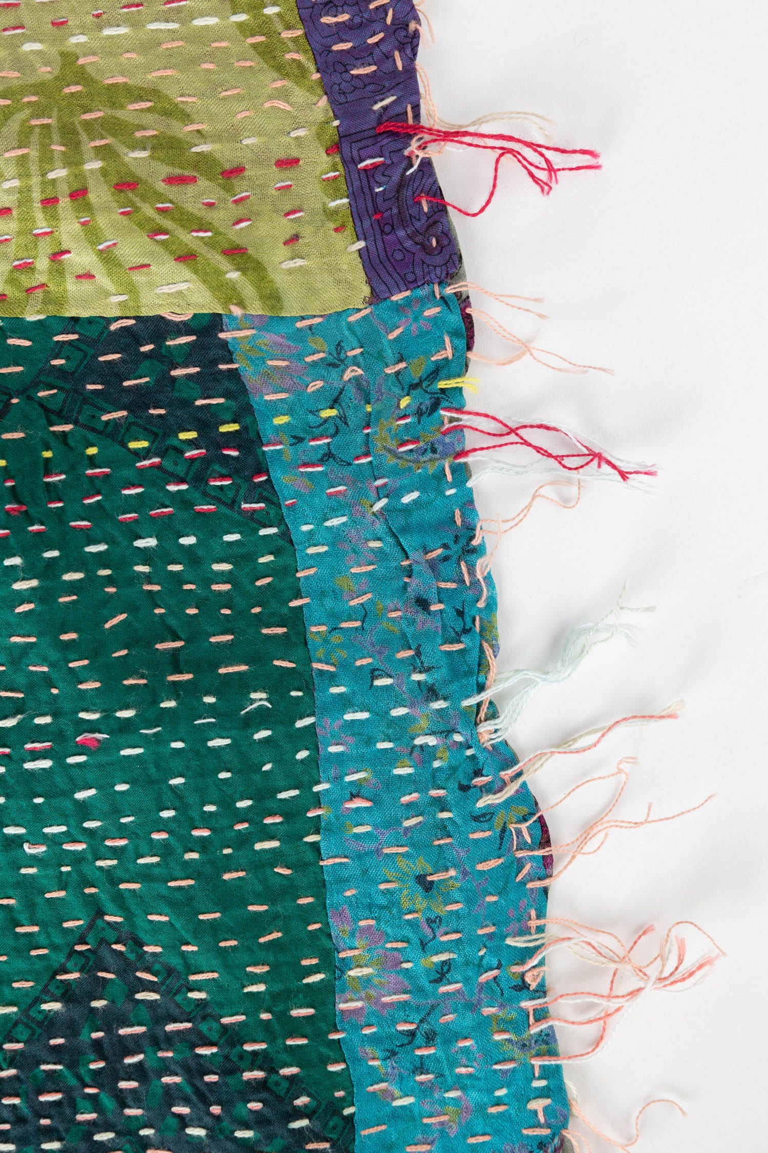 Shawl kantha patchwork upcycled sari 85x35 asst