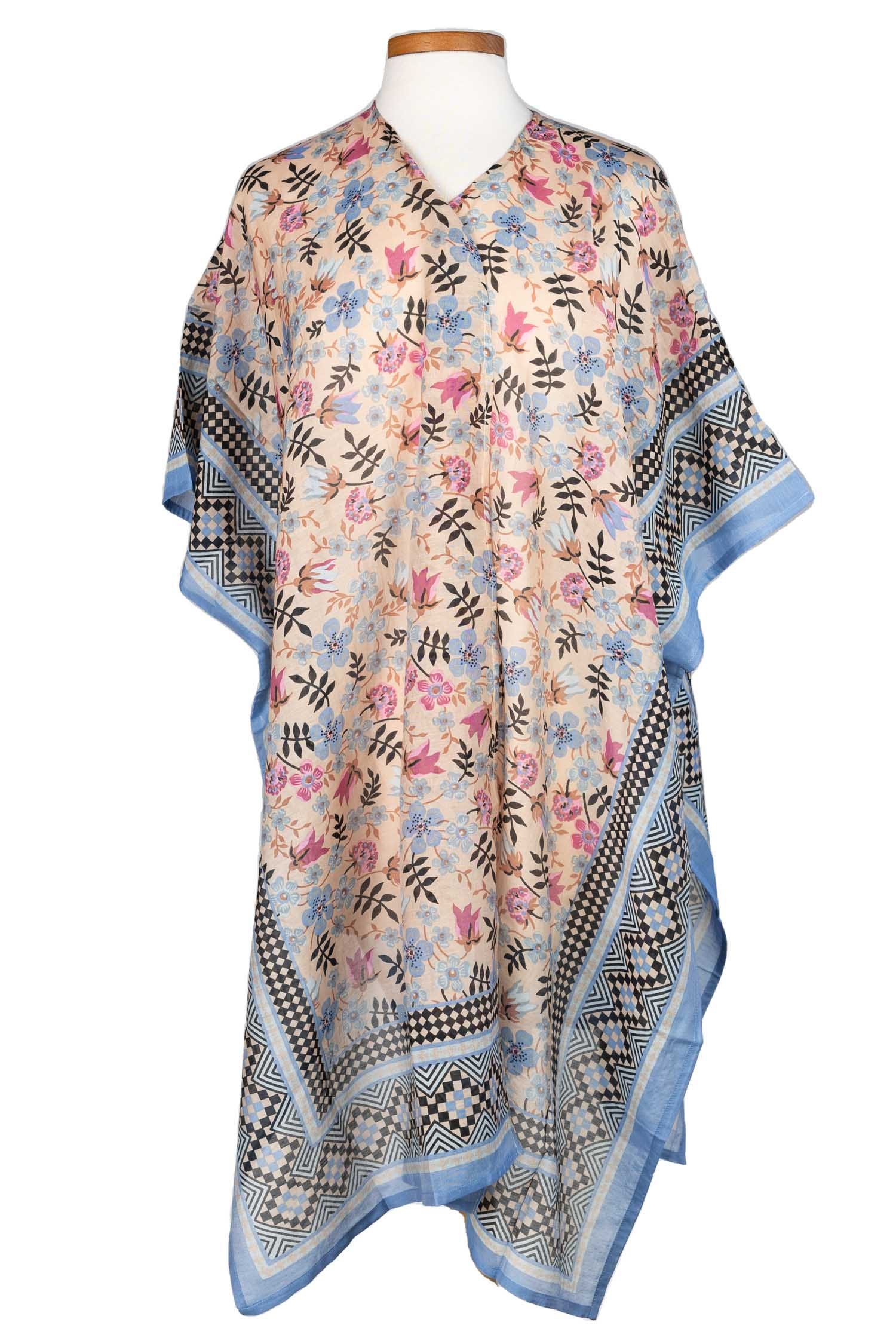 Topper floral/checks cotton/silk OSFM pastel/black