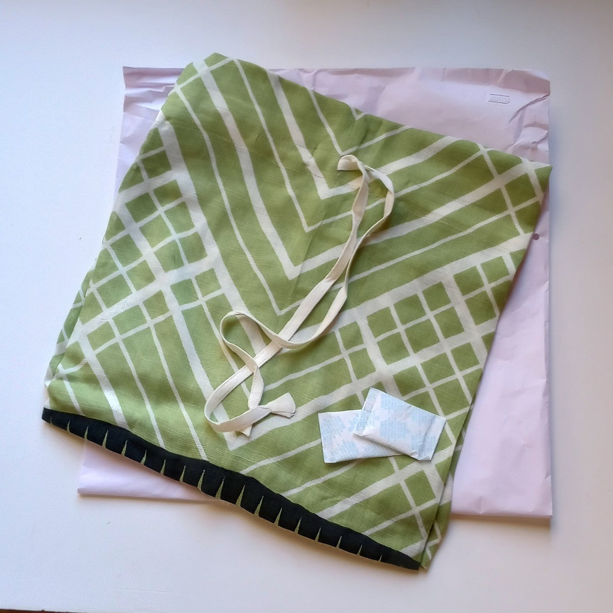 Kaftan short w/geo border viscose 36L grn/blk