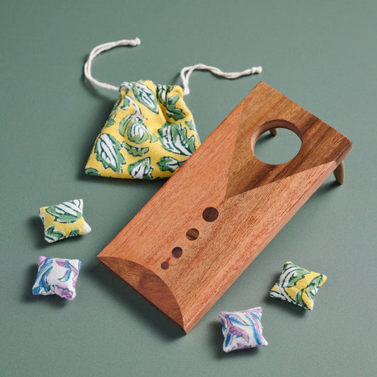 Cornhole game tabletop wood/cttn 6x3 nat/asst