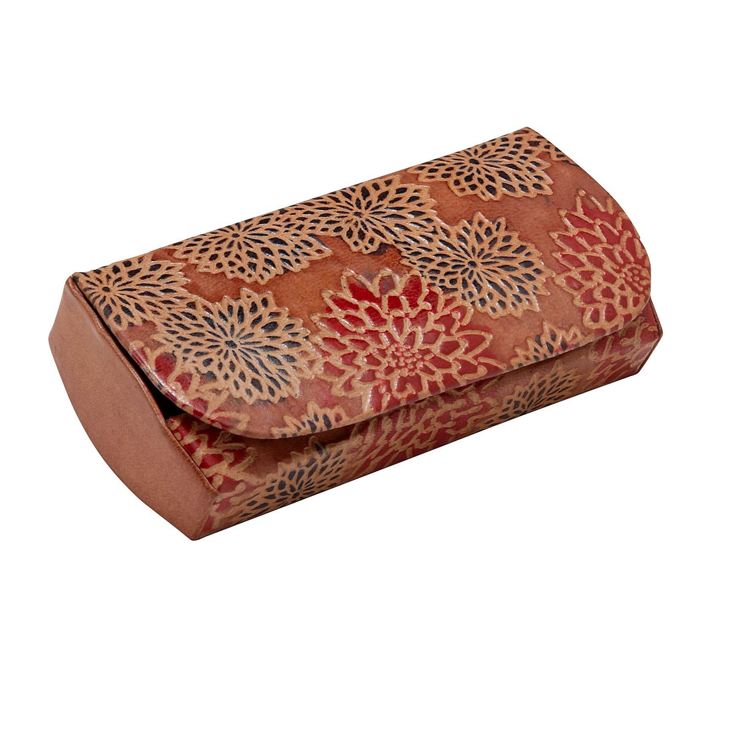 Glasses case floral leather 6L red/blue