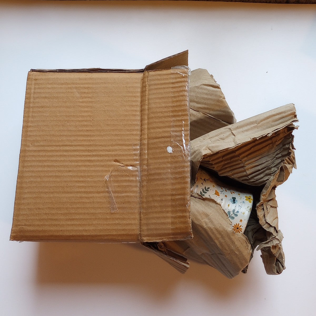 Tumbler floral f/10oz M/2 cer 3Dx4.5H crm/multi