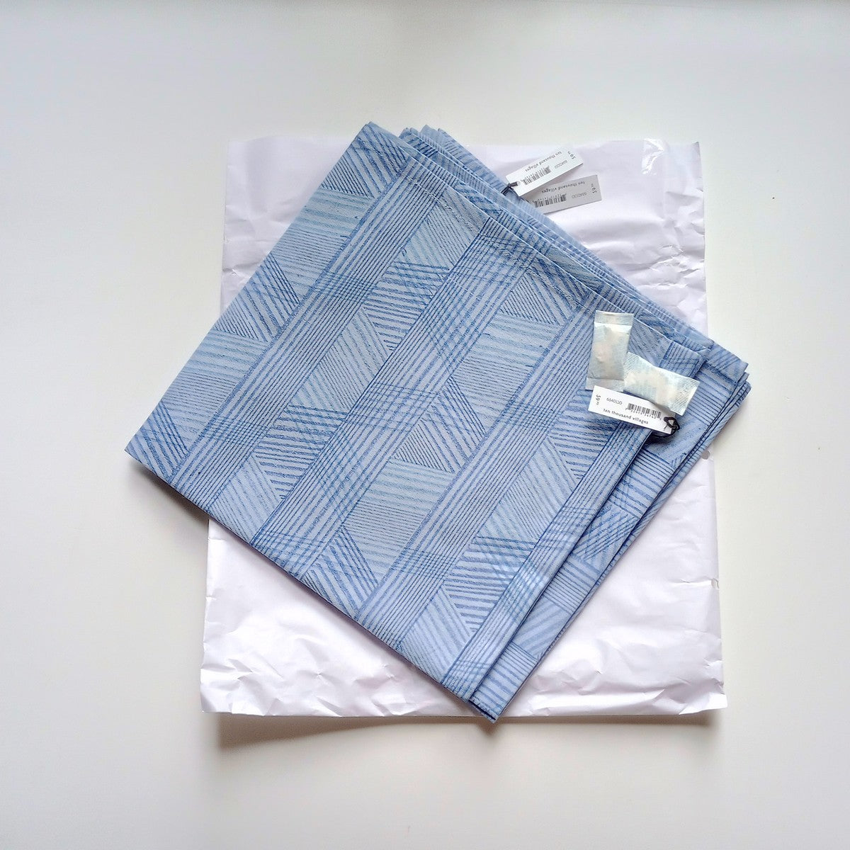 Napkin retro stripes M/4 cttn 20sq light/dark blue