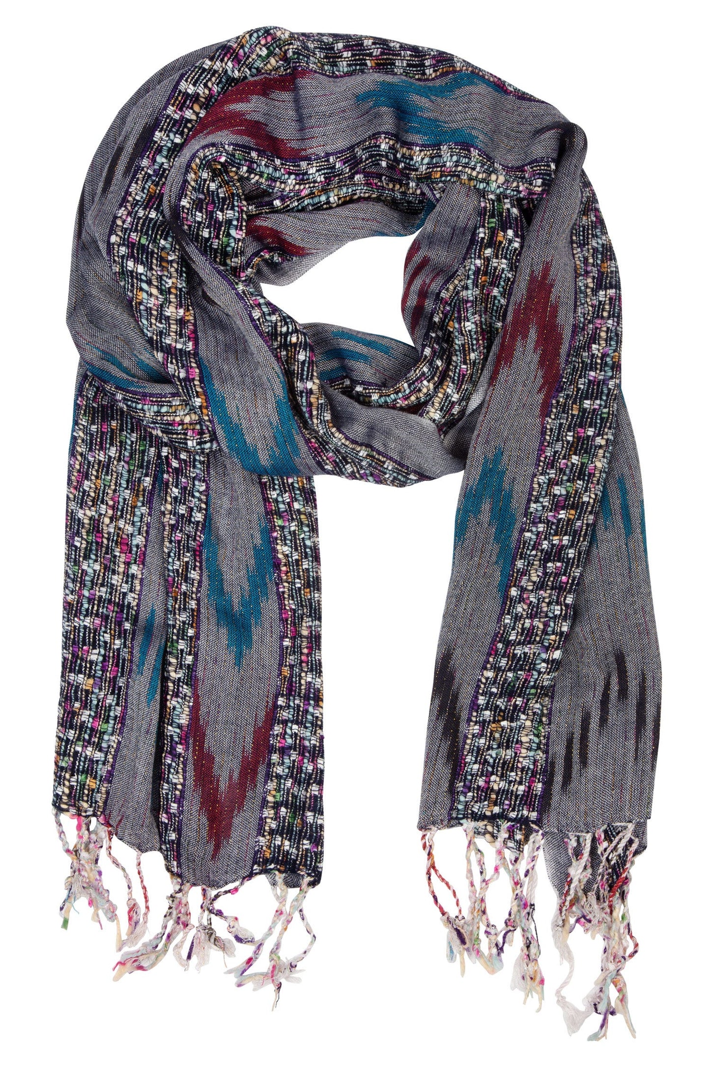 Scarf confetti stripe cttn/viscose 70Lx20W multi