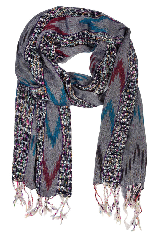 Scarf confetti stripe cttn/viscose 70Lx20W multi