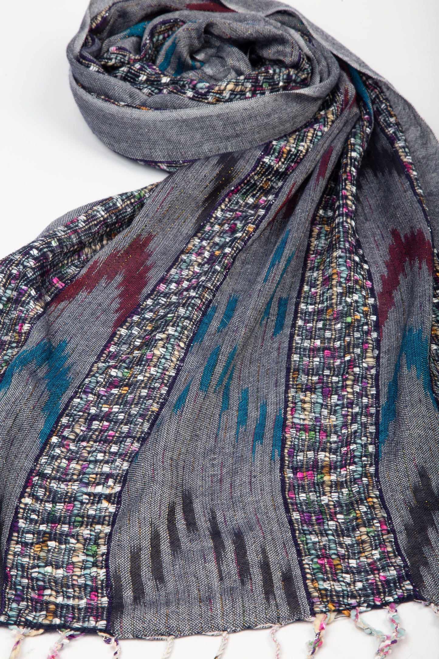 Scarf confetti stripe cttn/viscose 70Lx20W multi