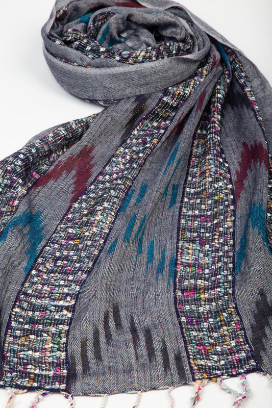 Scarf confetti stripe cttn/viscose 70Lx20W multi