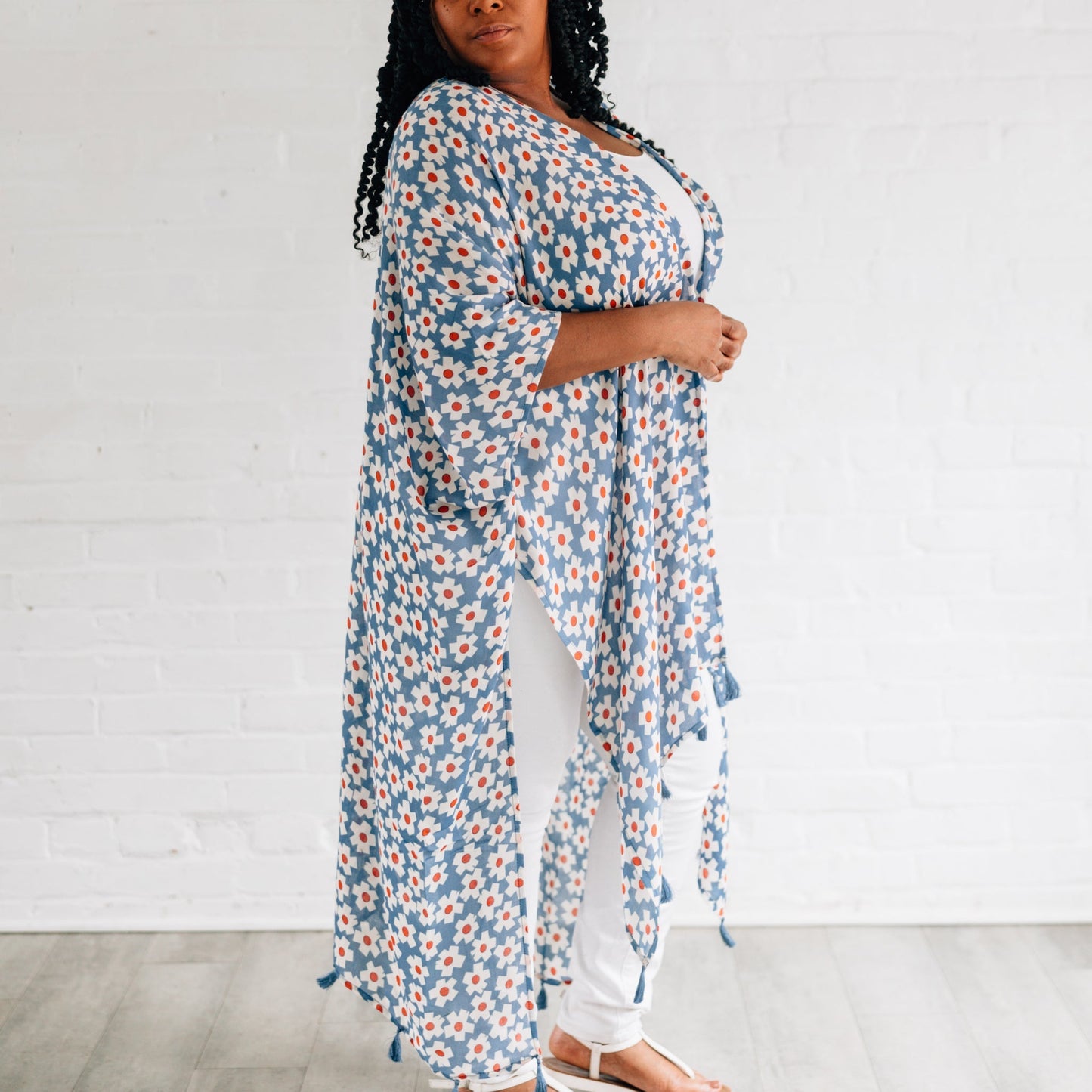 Topper geo flowers long modal 36L blue/red