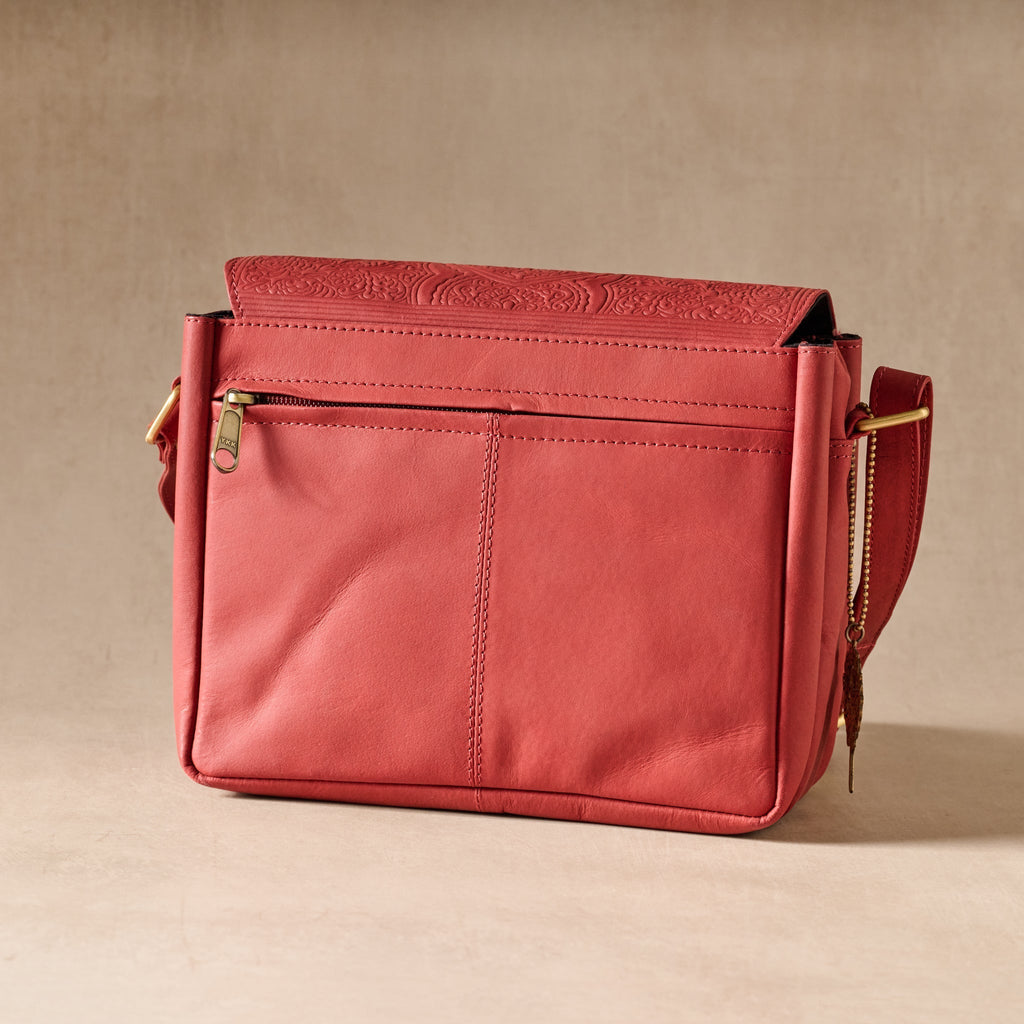 Purse 3 sections embossed leather 9Wx8 red