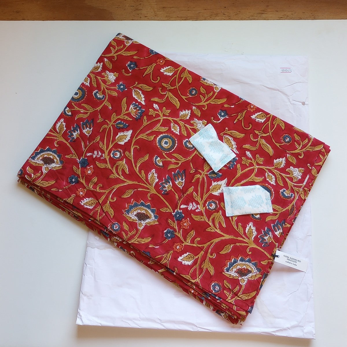 Tablecloth square floral cotton 60x60 red/grn/blu