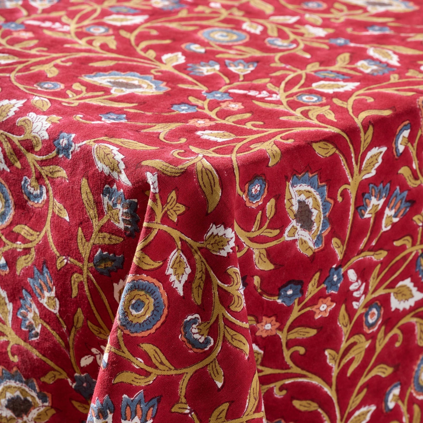 Tablecloth square floral cotton 60x60 red/grn/blu