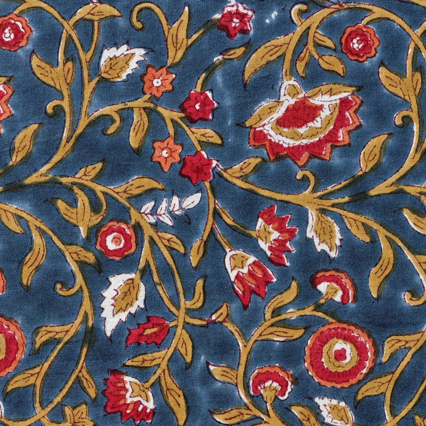 Tablecloth floral cotton 90x60 teal/red/olive