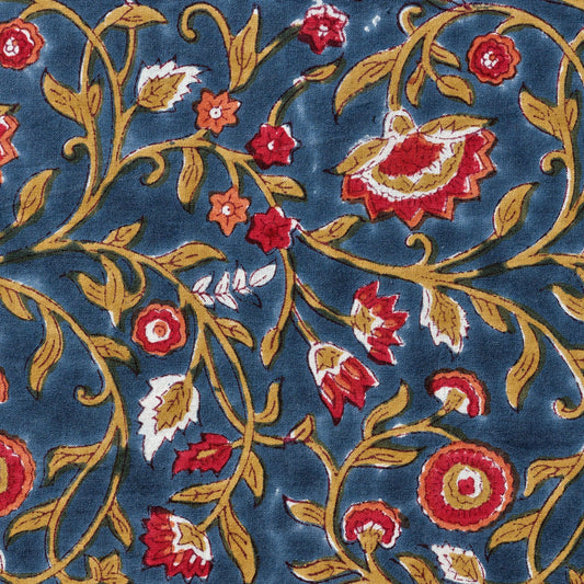 Tablecloth floral cotton 90x60 teal/red/olive