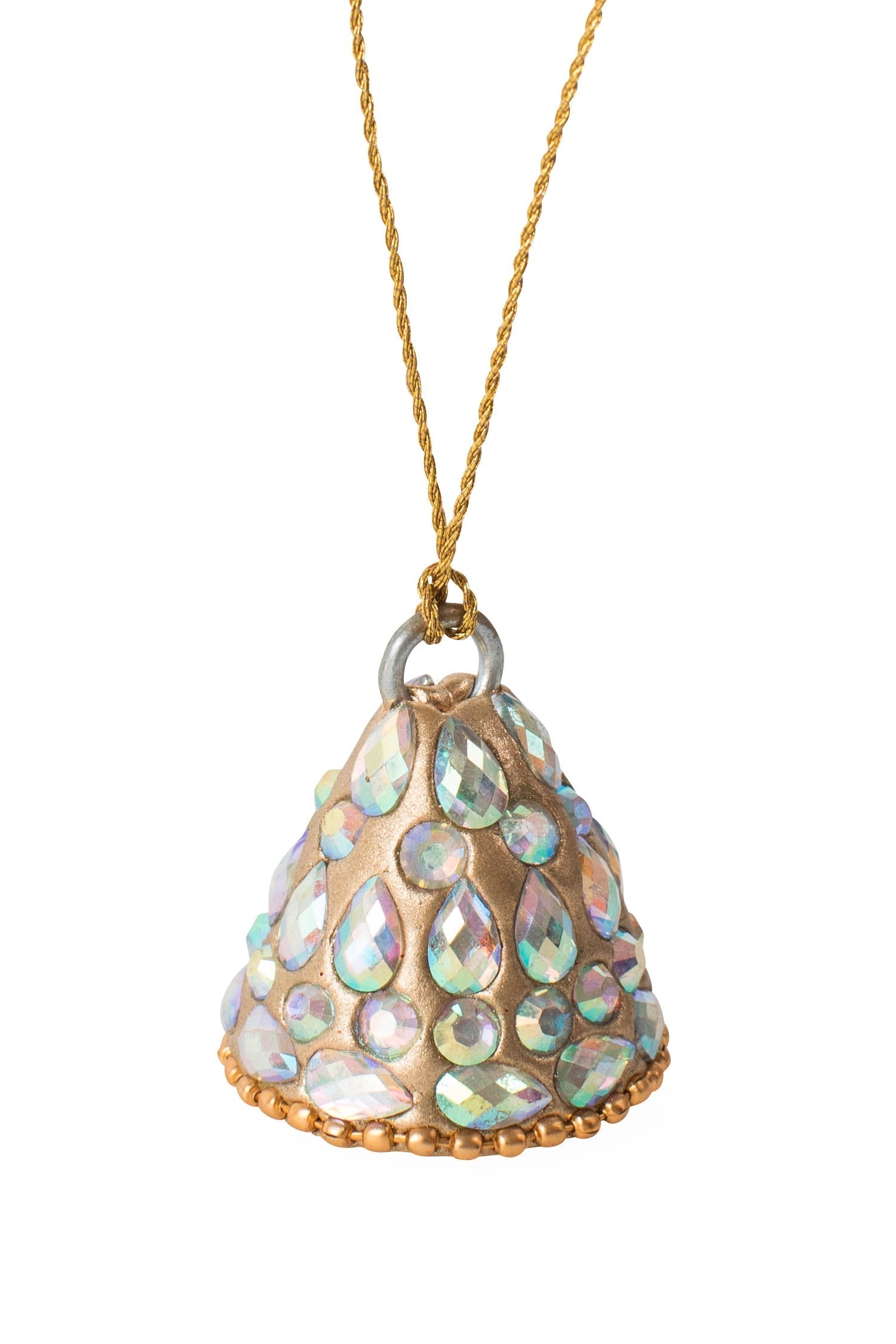 Ornament bell M/5 inlay bead 1.25D gold/iridescent