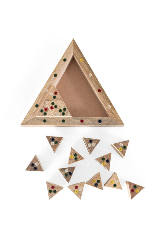 Game triangle match puzzle wood 7x7 brn/multi