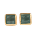 Earrings post tiny squars stone/metal .25sq