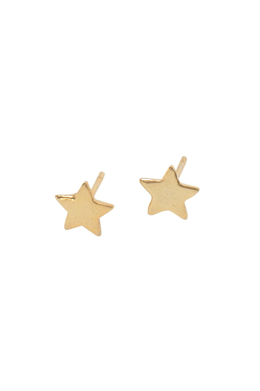 Earrings post tiny star metal .5D gold color