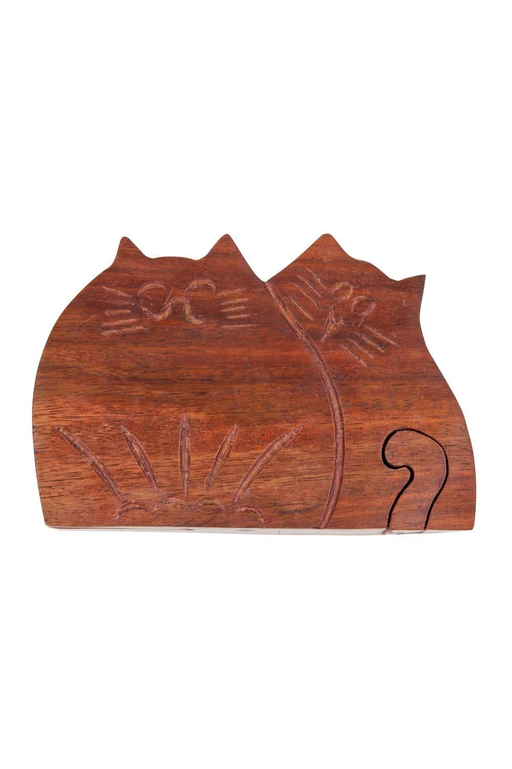 Box twin cats puzzle sheesham 5Lx3H natural