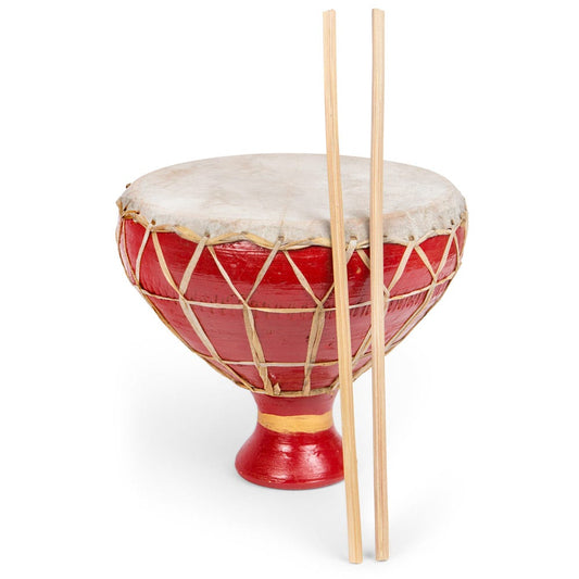Drum footed ceramic/leather/bb 8Dx7H red/nat