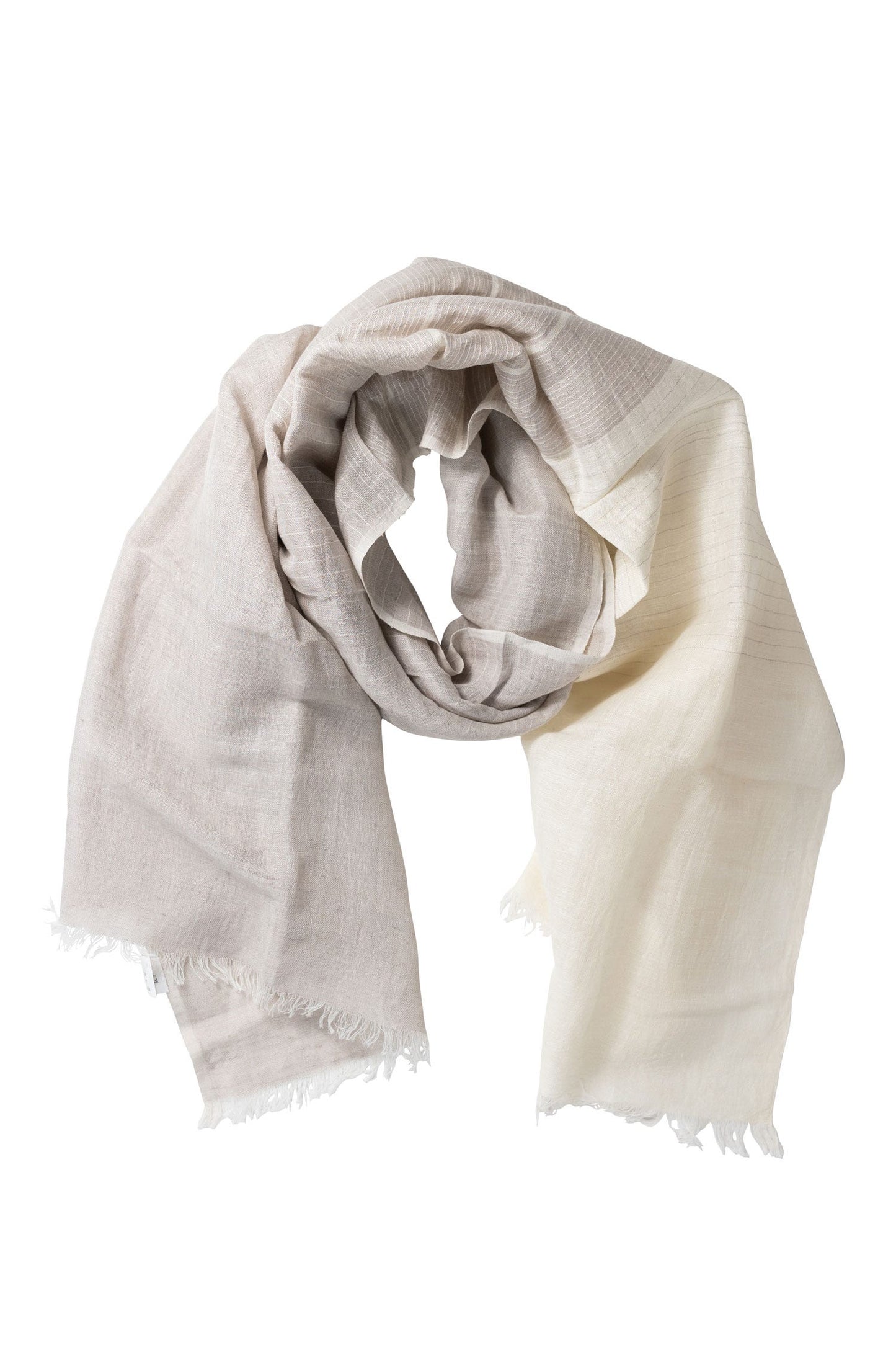 Scarf loose weave cotton/linen 70x20 cream/gray