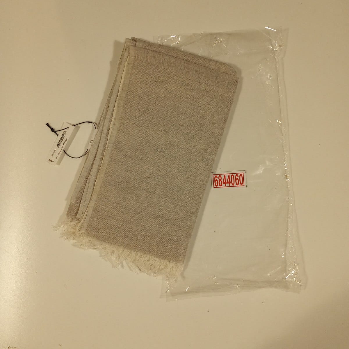 Scarf loose weave cotton/linen 70x20 cream/gray