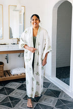Bathrobe kimono 54L white/olive