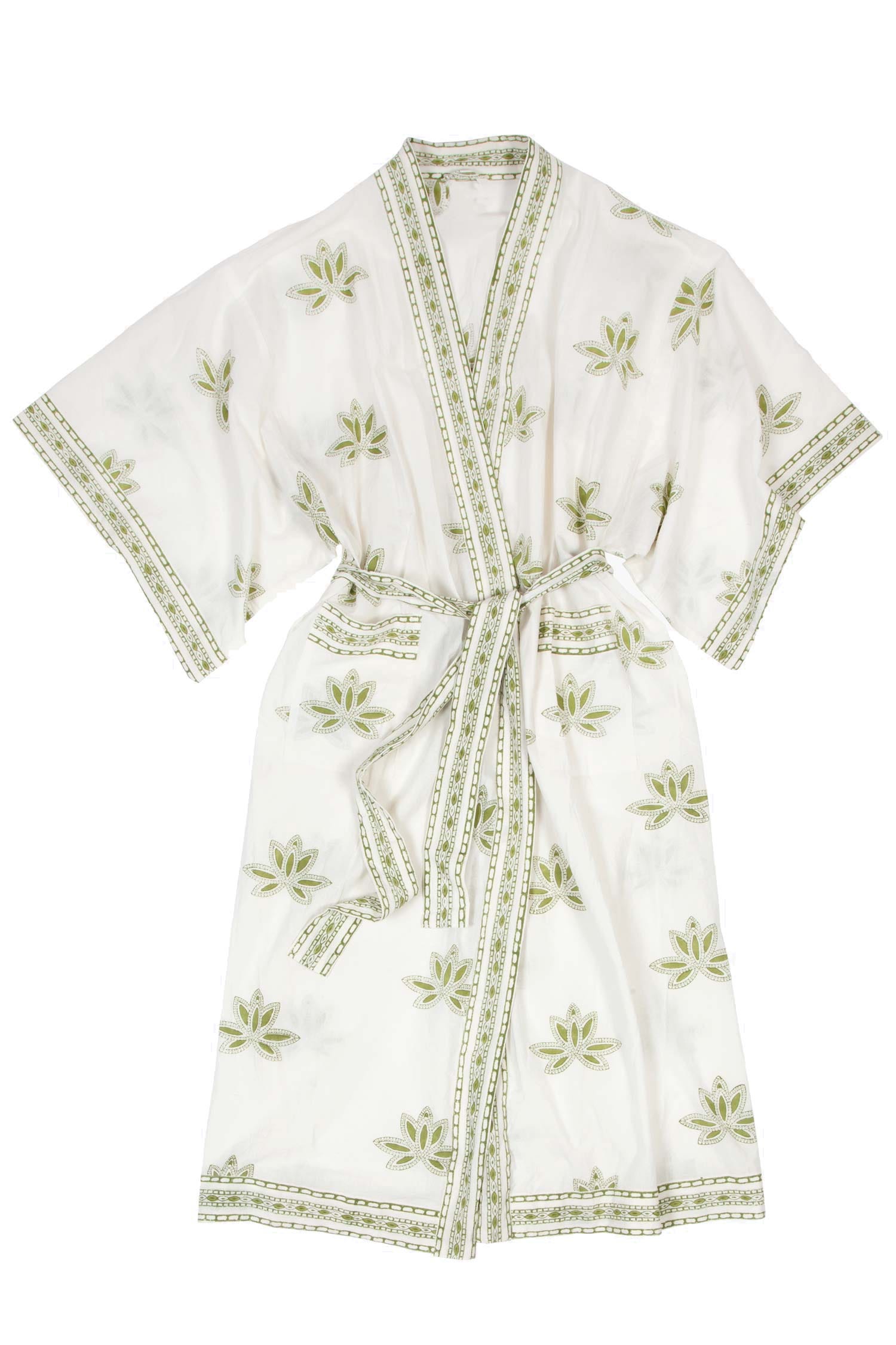 Bathrobe kimono 54L white/olive