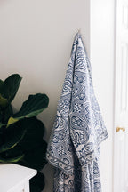 Bathrobe cotton adult 45L blue/white