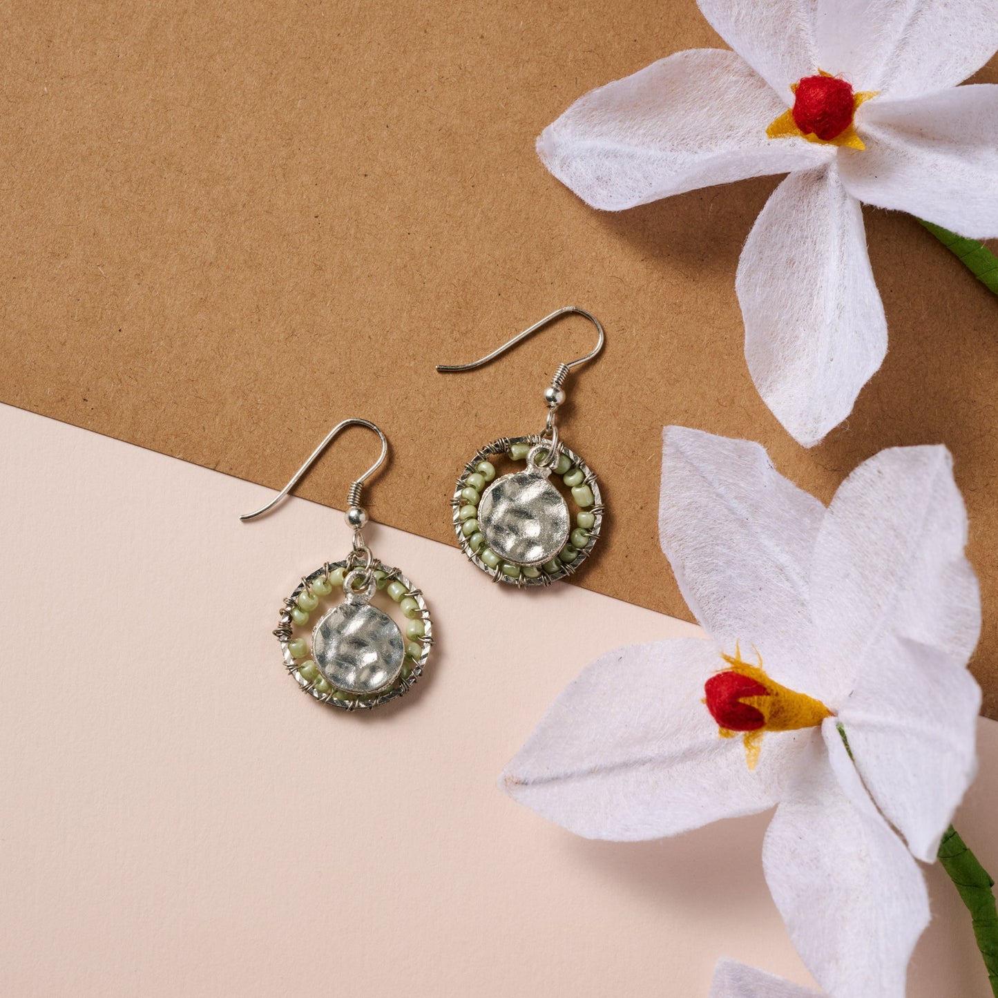 "Hara" Beaded Disc Earrings
