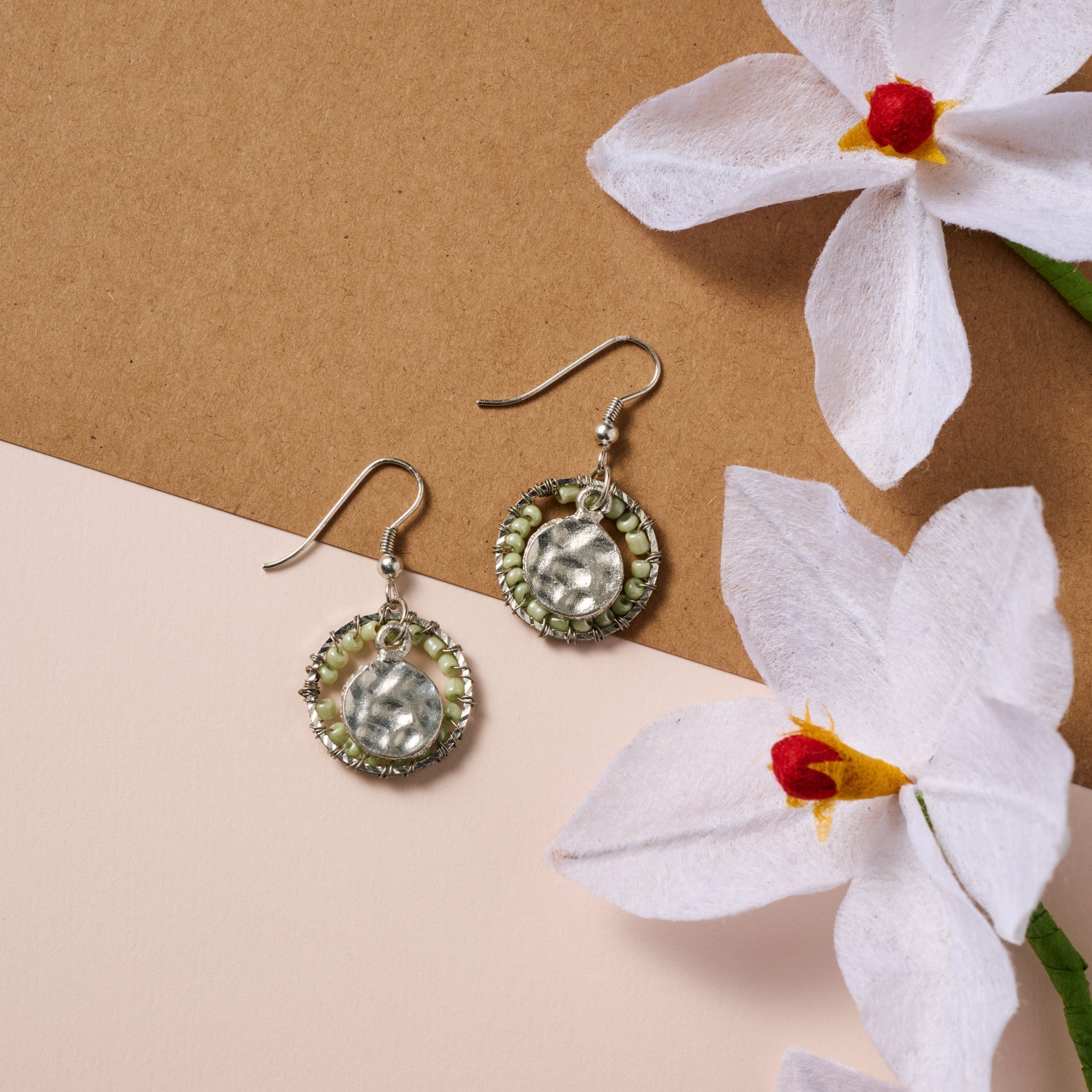 "Hara" Beaded Disc Earrings