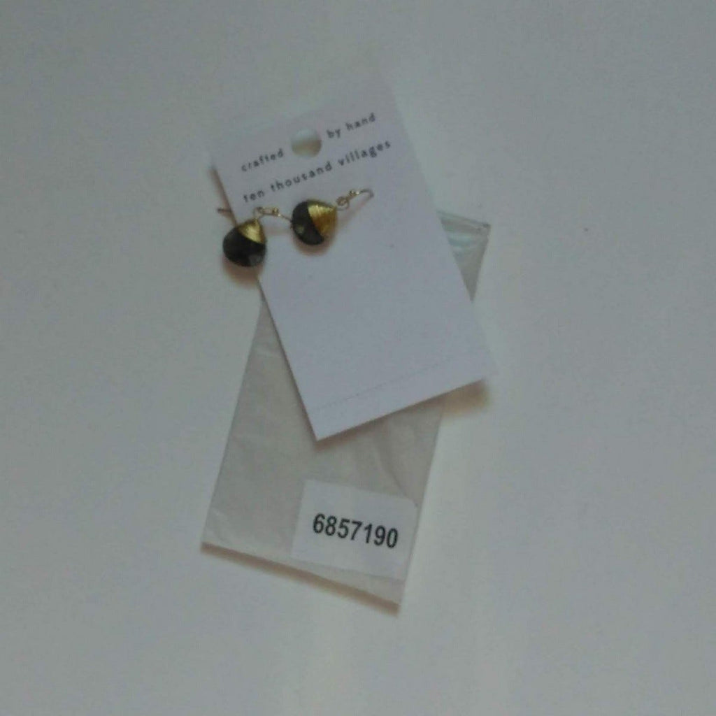 Earrings capped labradorite/metal 1L olive/gold
