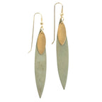 Earrings large/small layered ovals 3.5L olive/gold