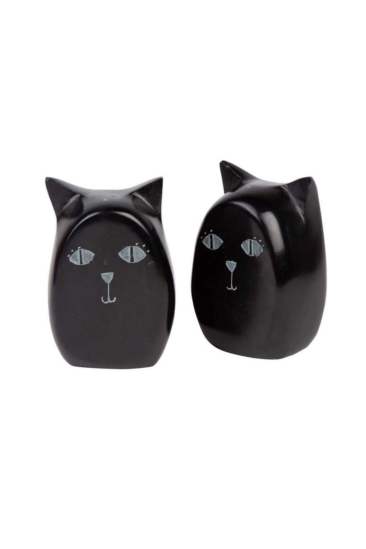 Salt & pepper shakers cats stone 3H black
