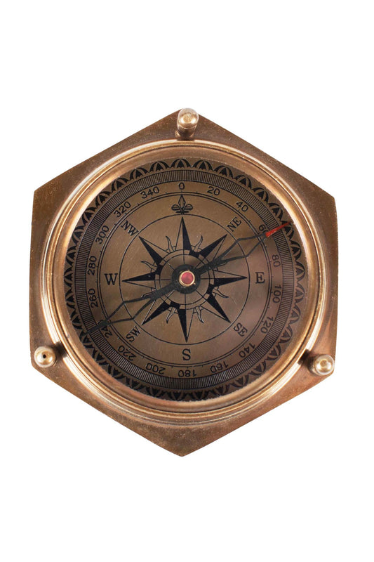 Compass/calendar 3 legs metal/glass 4Dx1.25H br
