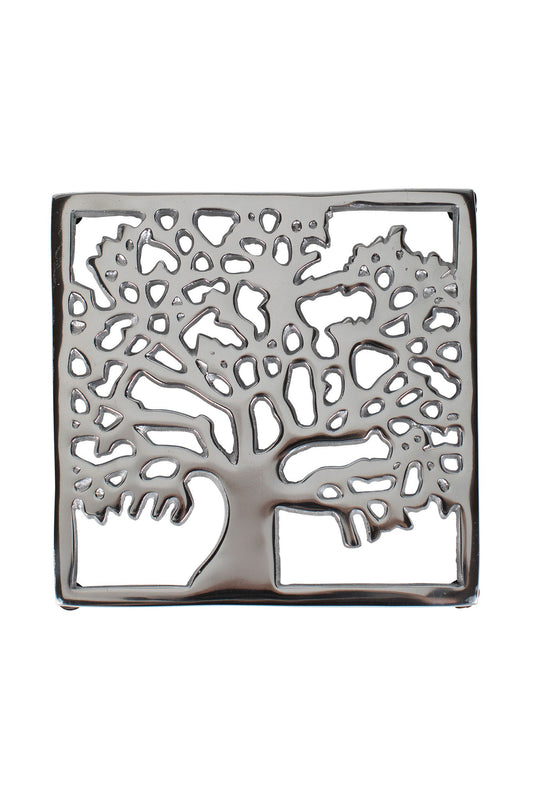 Trivet tree aluminum 7.5sqx.75H silver