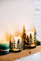 Candleholder circle of trees iron 4.5Dx8H blk/gld