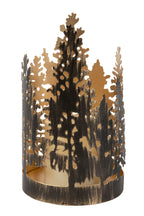 Candleholder circle of trees iron 4.5Dx8H blk/gld