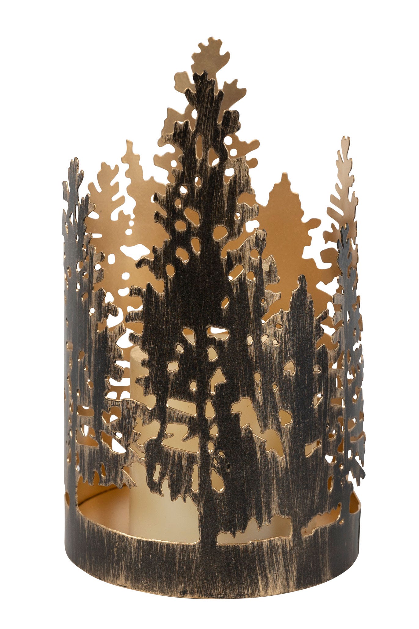 Candleholder circle of trees iron 4.5Dx8H blk/gld