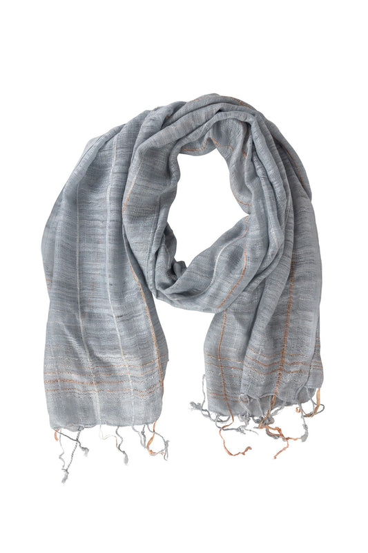 Scarf raincloud slub wvn viscose 72Lx20 lt blu/pch