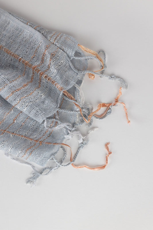 Scarf raincloud slub wvn viscose 72Lx20 lt blu/pch