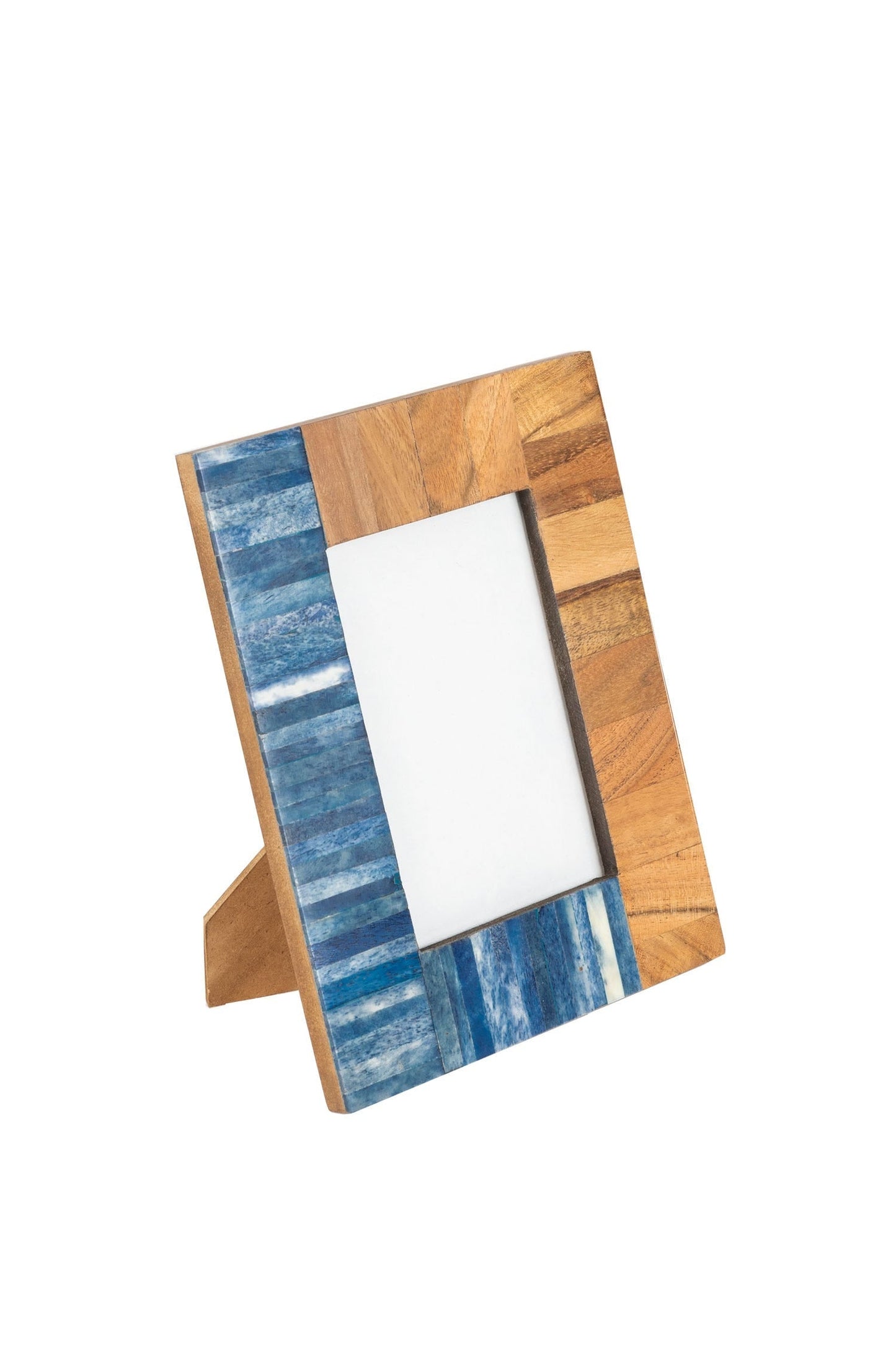 Frame seas f/4x6 pieced bone/wd 6.5x8.5 blu/brn