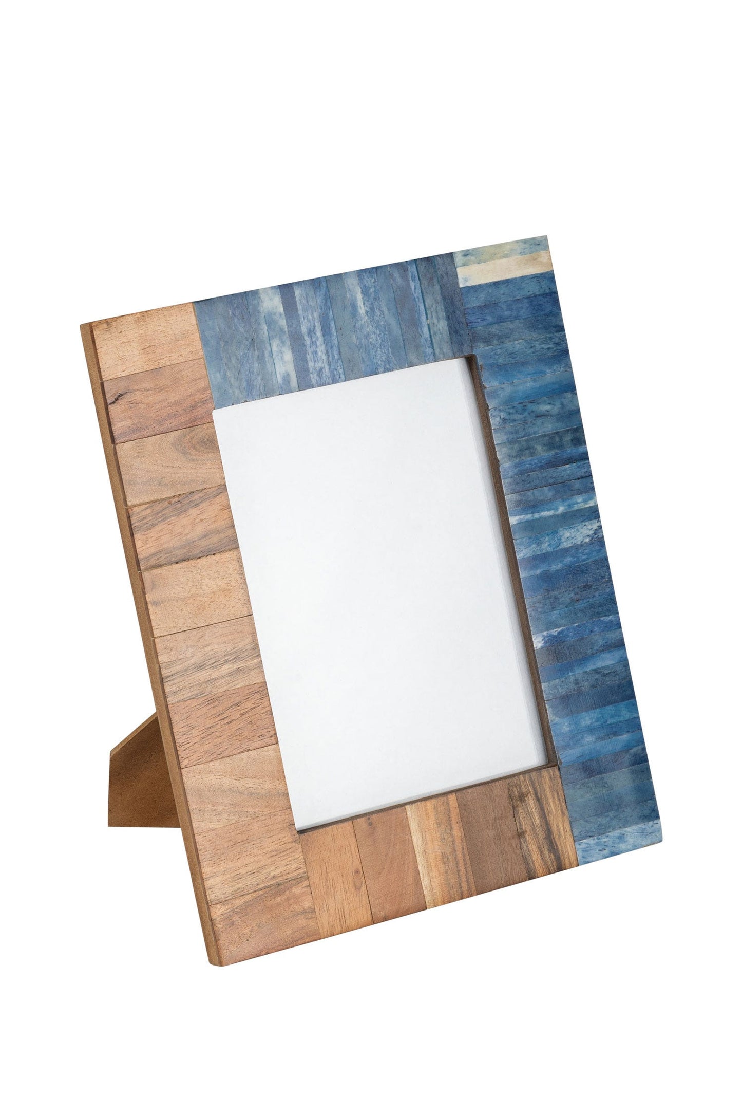 Frame seas f/7x5 pieced bone/wd 7.5x9.5 blu/brn