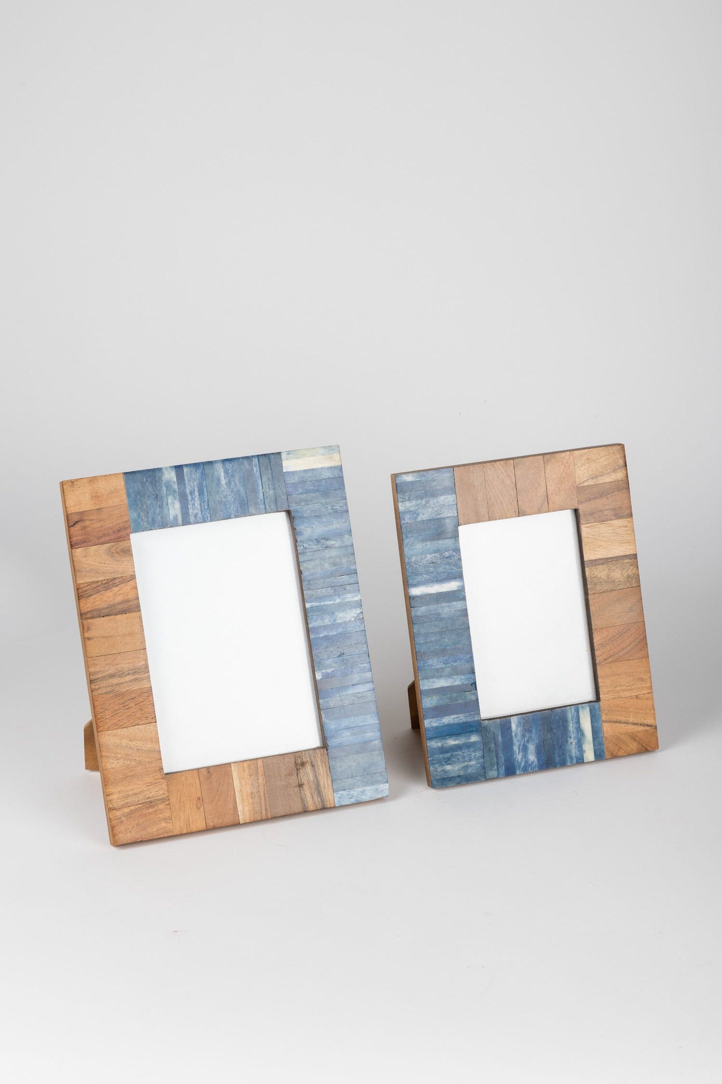 Frame seas f/7x5 pieced bone/wd 7.5x9.5 blu/brn