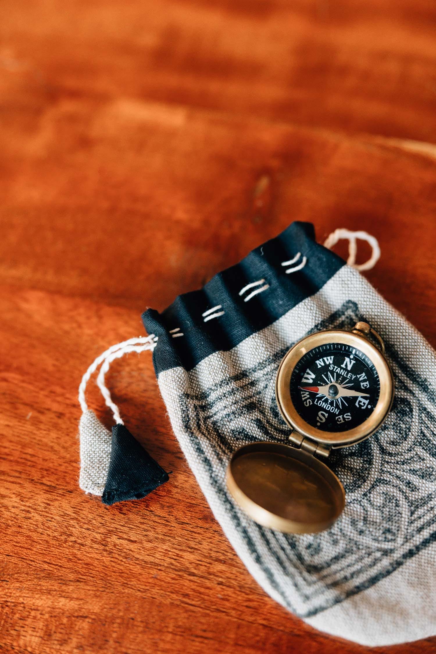 Compass pocket metal/glass1.4Dx.5H antq brass