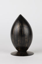 Candleholder almond brushed iron 3.5Dx6H blk/gld