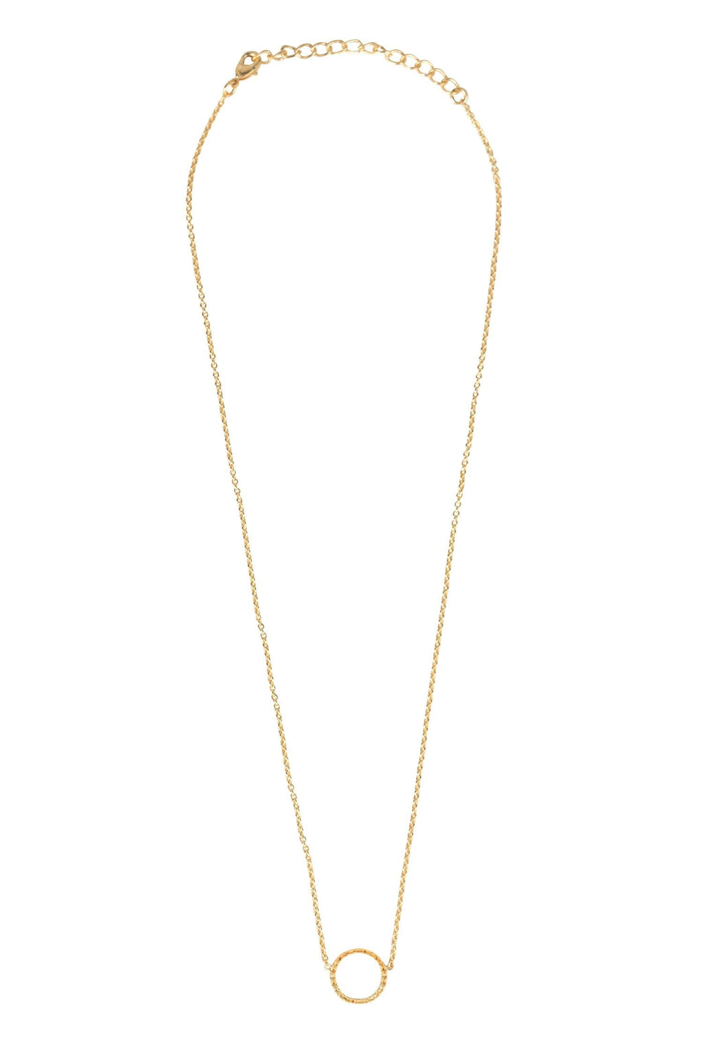 Necklace ring pend w/fine chain metal .5Dx16L gold