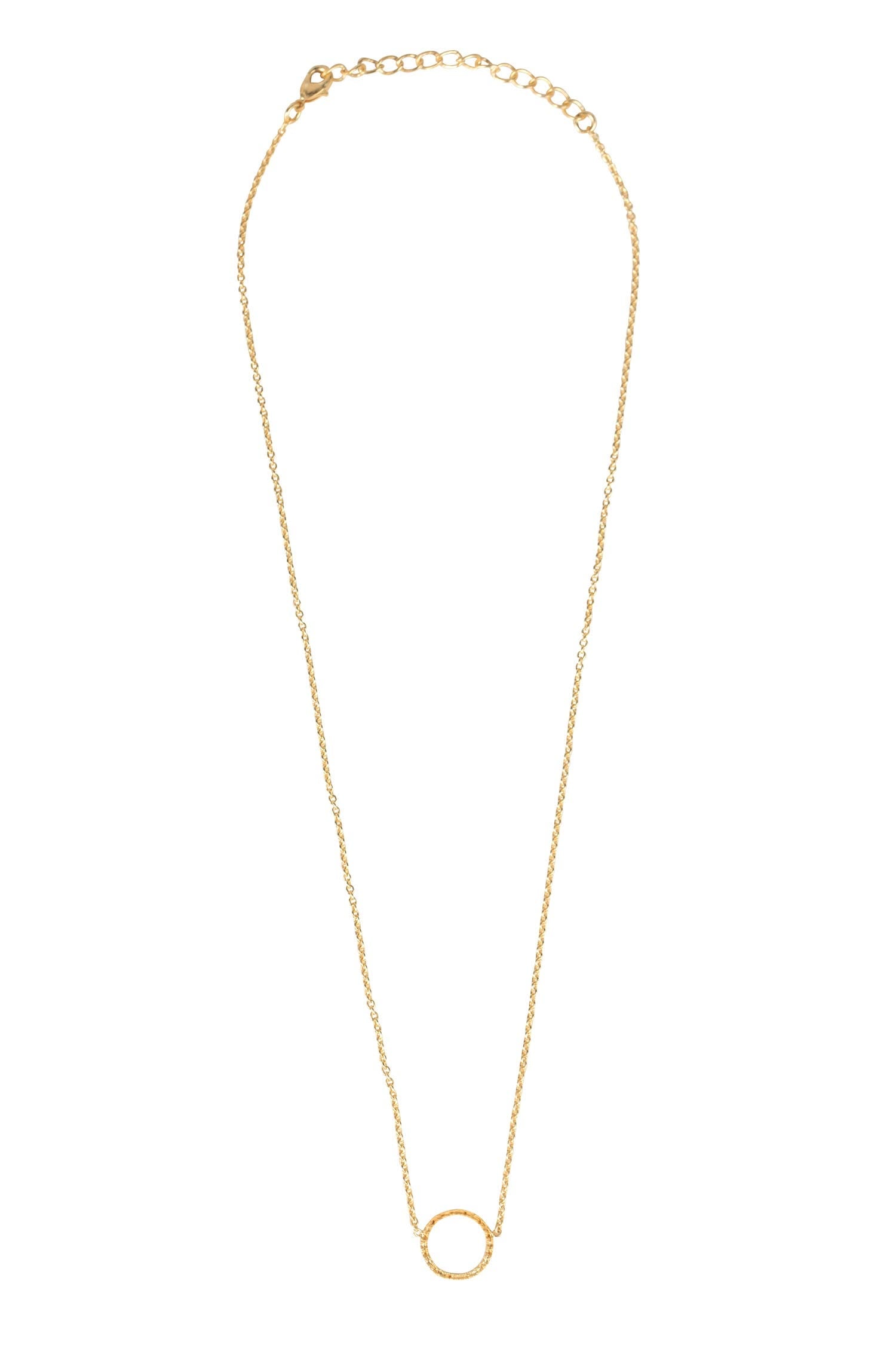 Necklace ring pend w/fine chain metal .5Dx16L gold
