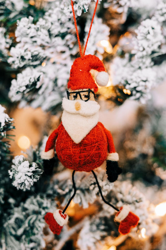 Ornament Santa w/bendy lets felt/wire 7H red/white