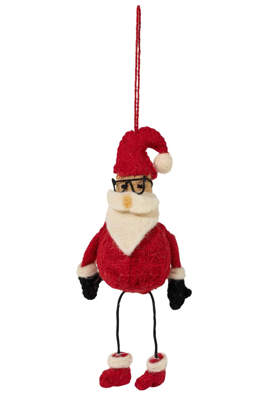 Ornament Santa w/bendy lets felt/wire 7H red/white